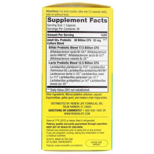 Ultimate Flora Probiotic 30 Billion Adult 50+ Formula, RNL